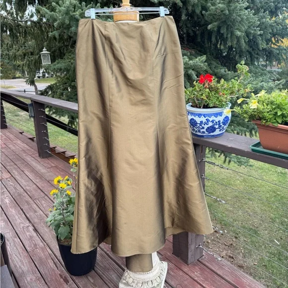 Worth 100% Bronze Silk Floor Length Skirt - Picture 4 of 7